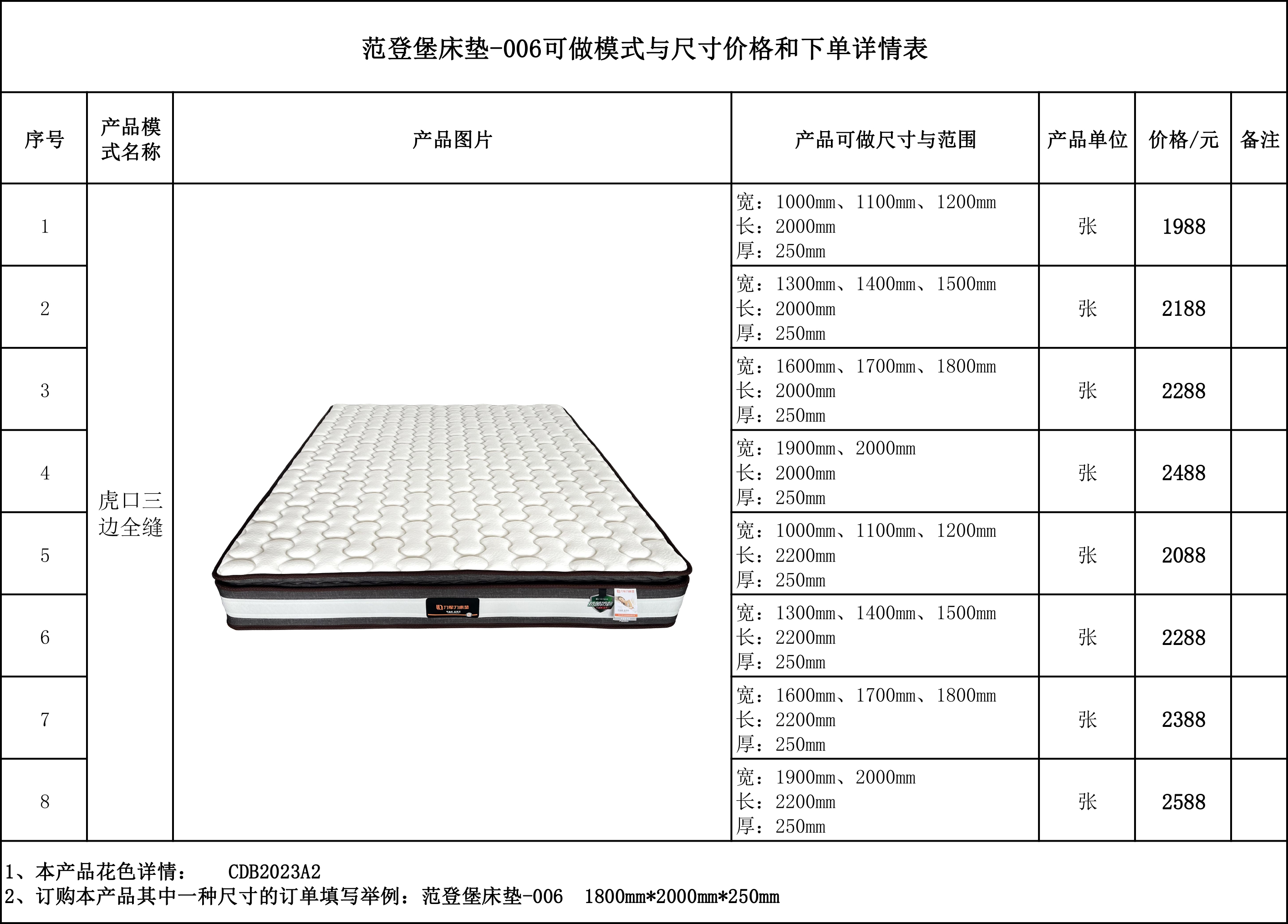 范登堡床垫-006 可做模式与尺寸价格和下单详情表.jpg